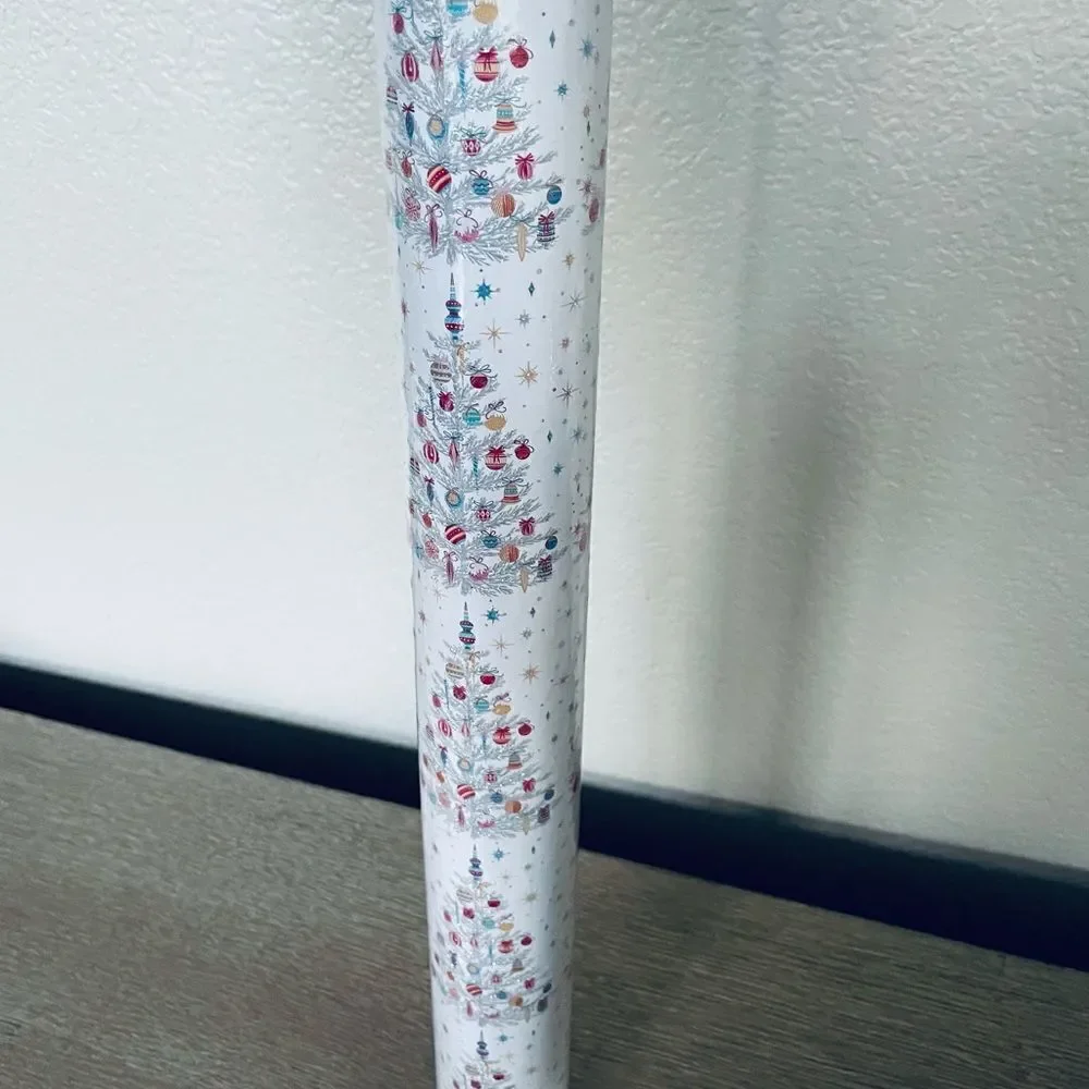 Vintage Glam Christmas Trees Ornaments Silver Multi Wrapping Paper Gift Wrap